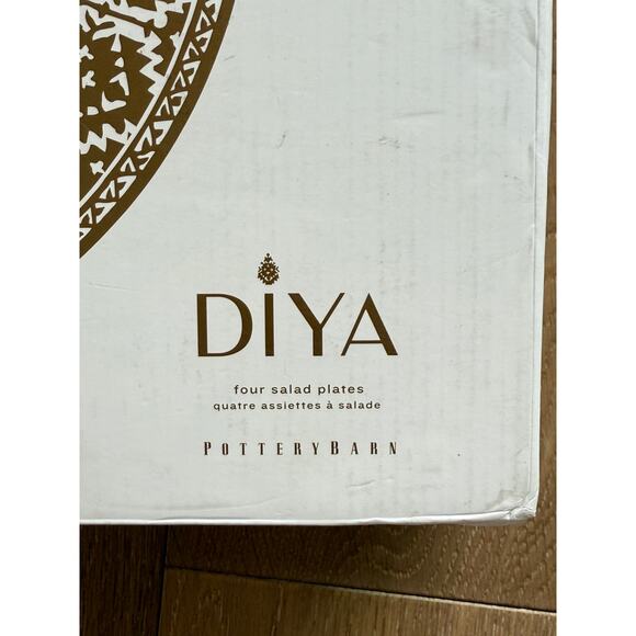 New Pottery Barn Christmas Diya White & Gold Salad Plates - Picture 3 of 4